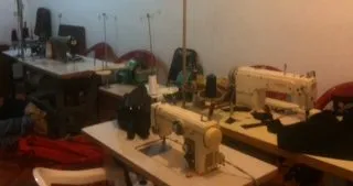 Sewing machines set up in the workshop
